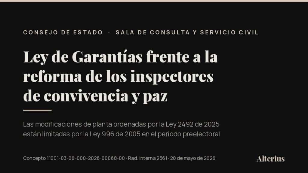Ley de Garantías y reforma de los inspectores de convivencia y paz: el concepto del Consejo de Estado (Ley 2492 de 2025)