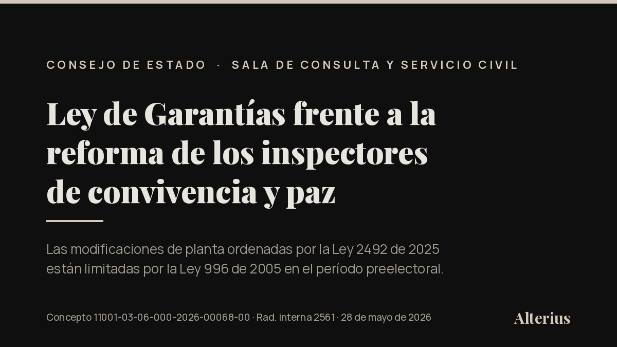 Concepto del Consejo de Estado sobre Ley de Garantías e inspectores de convivencia y paz